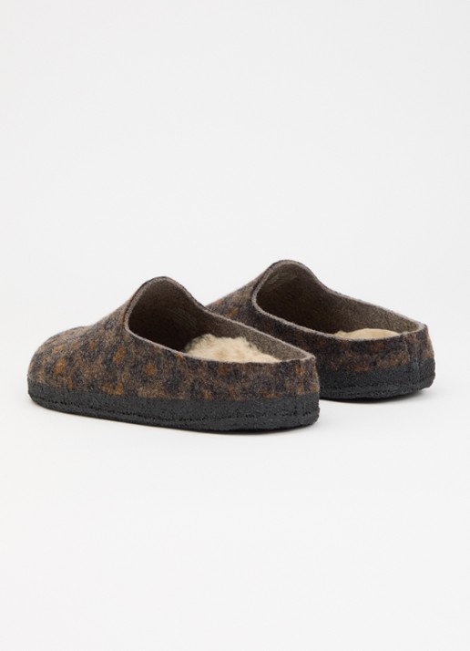Birkenstock Narrow Fit Amsterdam Wrapped muiltje met panterprint - achterkant 4 bruin