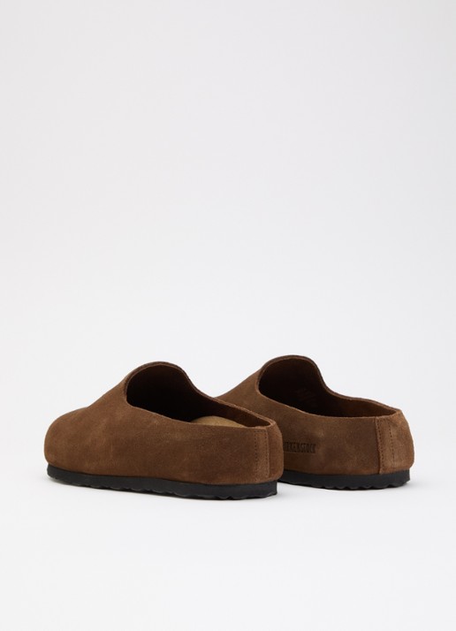 Birkenstock Narrow Fit Amsterdam Wrapped muiltje van suède - achterkant bruin