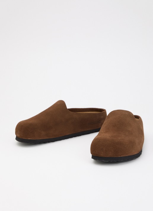 Birkenstock Narrow Fit Amsterdam Wrapped muiltje van suède - detail 2 bruin