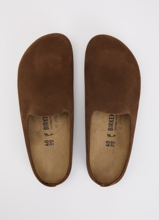 Birkenstock Narrow Fit Amsterdam Wrapped muiltje van suède - detail 3 bruin