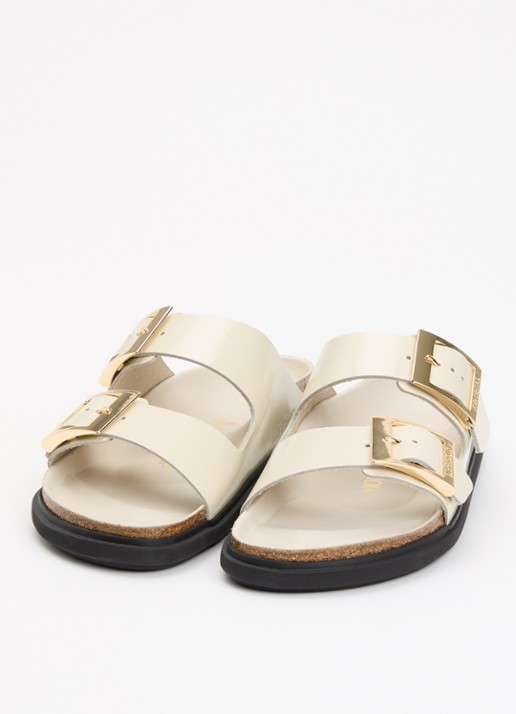 Birkenstock Narrow Fit Arizona slipper van leer - detail 2 naturel