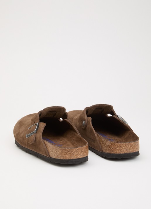 Birkenstock Narrow Fit Boston muiltje van suéde  - achterkant 2 donkerbruin