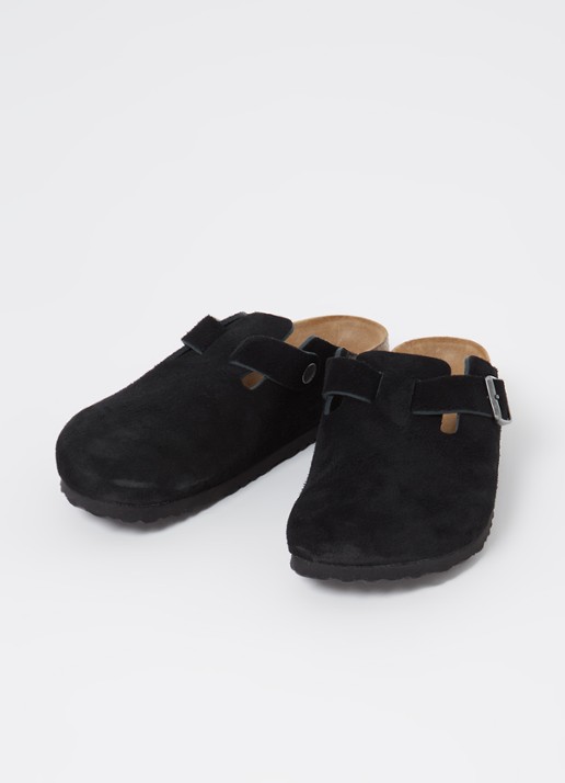 Birkenstock Narrow Fit Boston muiltje van suède - detail 2 zwart