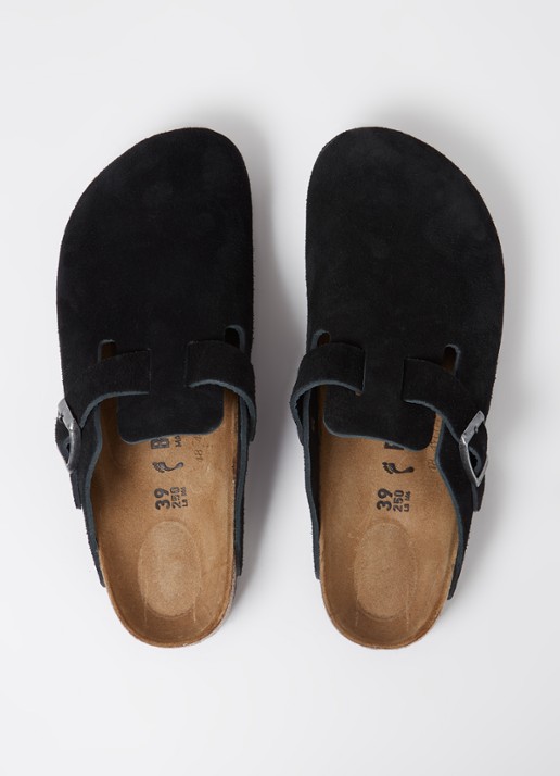 Birkenstock Narrow Fit Boston muiltje van suède - detail 3 zwart