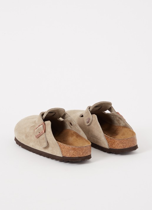 Birkenstock Narrow Fit Boston muiltje van suède - achterkant 4 taupe