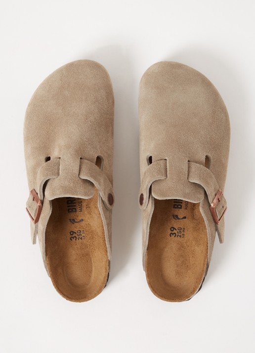 Birkenstock Narrow Fit Boston muiltje van suède - detail 2 taupe