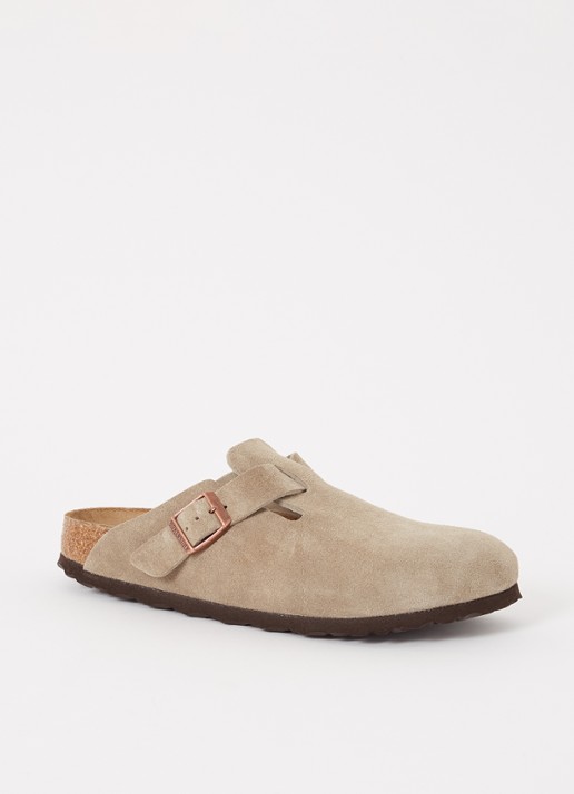 Birkenstock Narrow Fit Boston muiltje van suède - voorkant 5 taupe