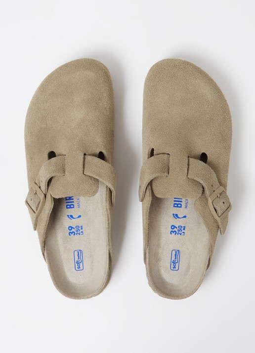 Birkenstock Narrow Fit Boston muiltje van suède - detail 2 lindegroen