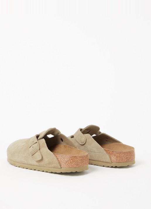 Birkenstock Narrow Fit Boston muiltje van suède - achterkant 2 khaki