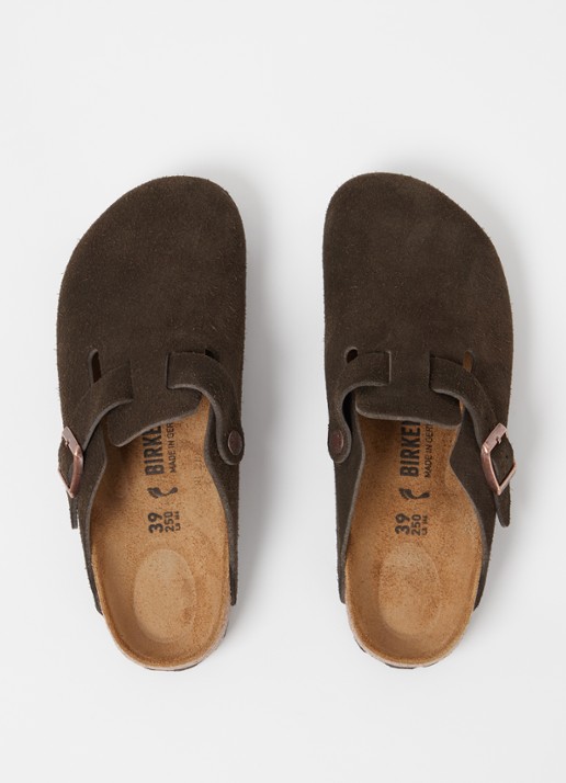 Birkenstock Narrow Fit Boston muiltje van suède - detail 2 bruin