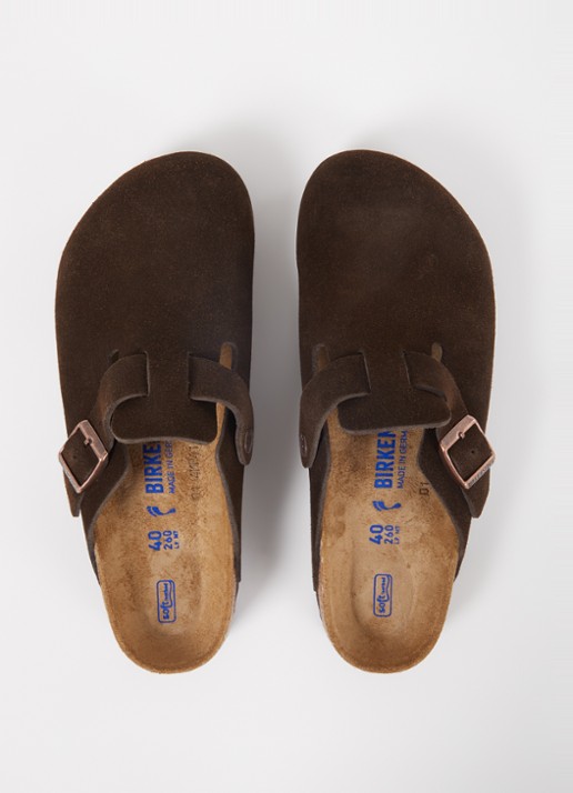Birkenstock Narrow Fit Boston muiltje van suède - detail 2 hazelnootbruin