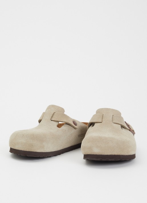 Birkenstock Narrow Fit Boston muiltje van suède - detail taupe