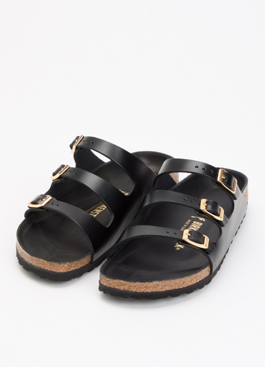 Birkenstock Narrow Fit Florida Fresh slipper van leer - detail 2 zwart