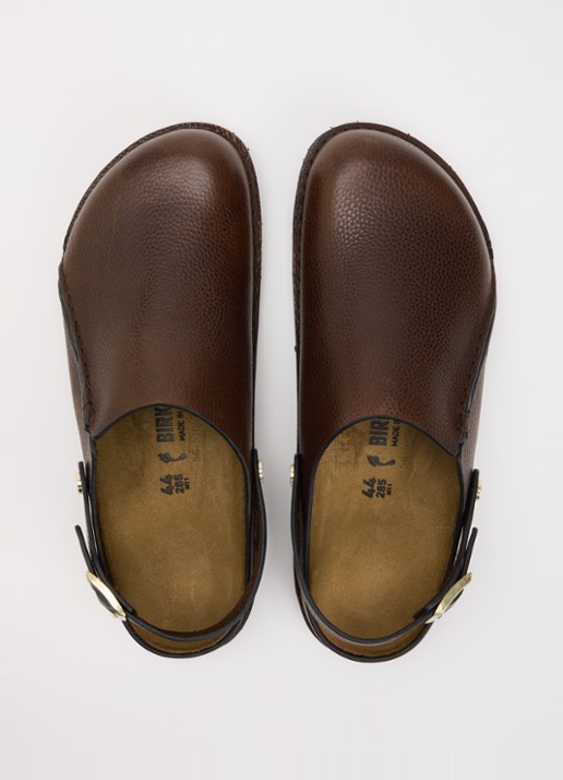 Birkenstock Narrow Fit Lutry Premium muiltje van leer - detail 3 donkerbruin