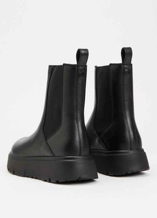 Birkenstock Narrow Fit Theda chelsea boot van leer met plateauzool - achterkant 4 zwart