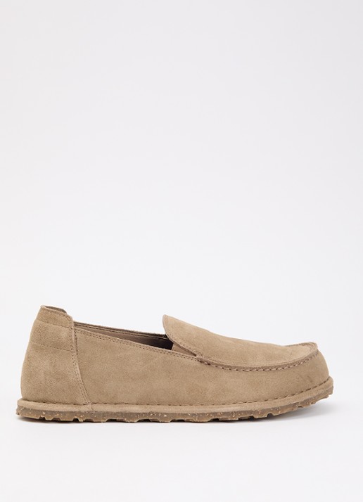 Birkenstock Narrow Fit Utti mocassin van suède - voorkant 2 zand