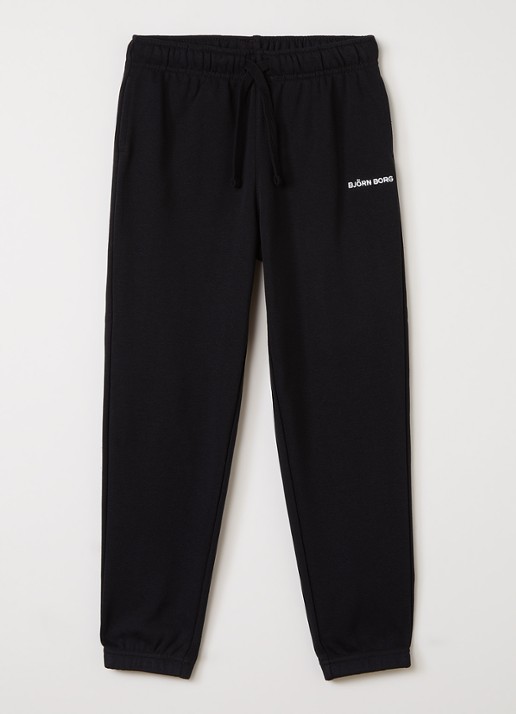 Björn Borg Borg Classic tapered fit joggingbroek met logoborduring - voorkant 3 zwart