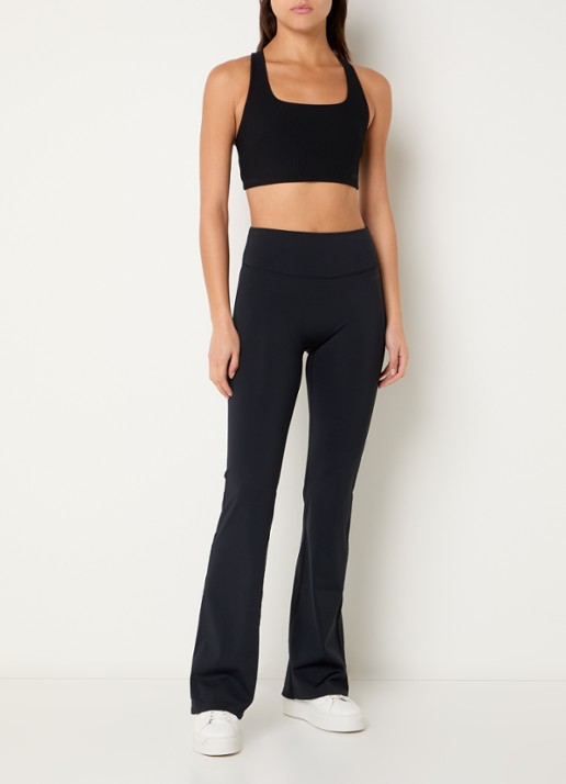 Björn Borg Borg high waist flared fit trainingslegging met 3D logo - voorkant 5 zwart