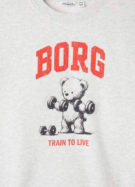 Björn Borg Borg oversized sweater met logoprint - detail grijsmele