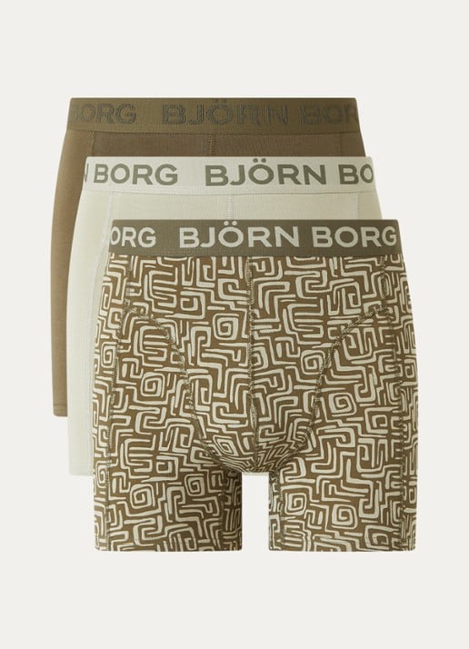Björn Borg Boxershort met logoband in 3-pack - voorkant groen