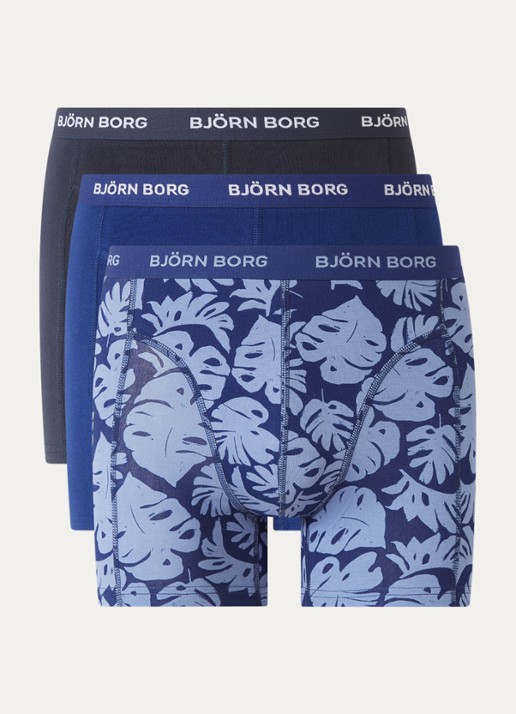 Björn Borg Boxershort met logoband in 3-pack - voorkant blauw