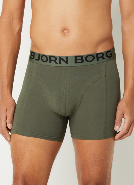 Björn Borg Boxershort met logoband in 3-pack - voorkant 3 mosgroen