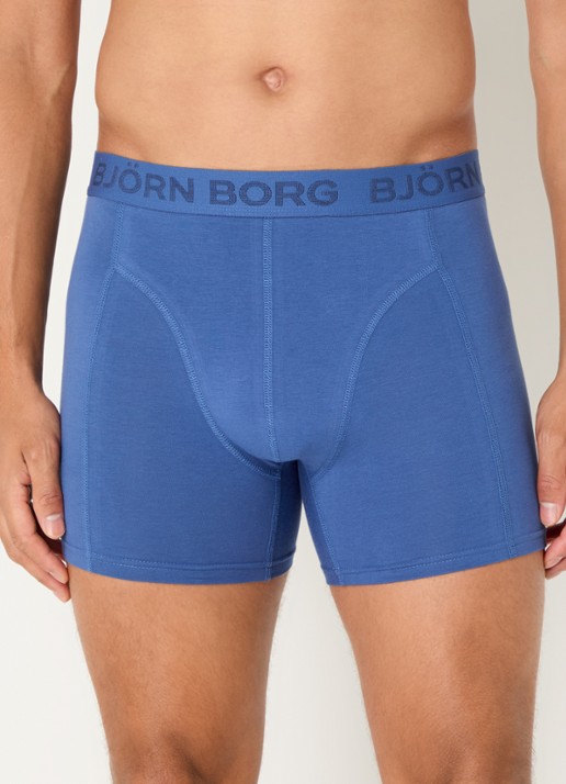 Björn Borg Boxershort met logoband in 5-pack - voorkant 2 donkerblauw