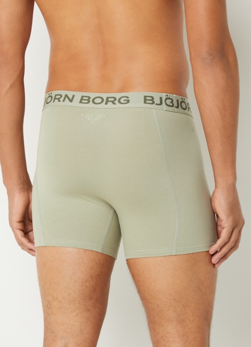 Björn Borg Boxershort met logoband in 7-pack - achterkant 2 mosgroen