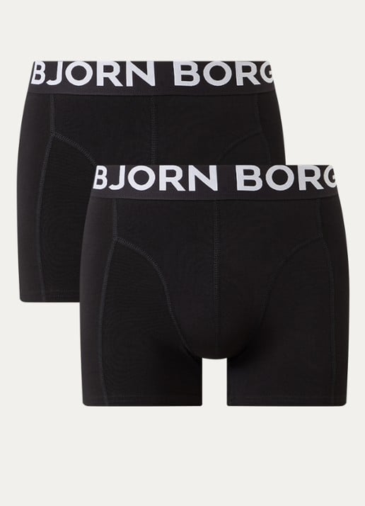 Björn Borg Boxershorts met logoband in 2-pack - voorkant zwart
