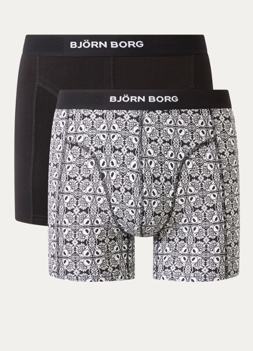 Björn Borg Boxershorts met logoband in 2-pack - voorkant 2 zwart
