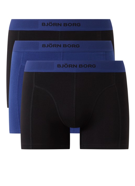 Björn Borg Boxershorts met logoband in 3-pack - voorkant 3 zwart