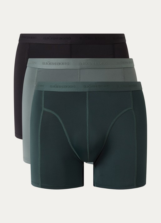 Björn Borg Boxershorts met logoband in 3-pack - voorkant 2 bronsgroen