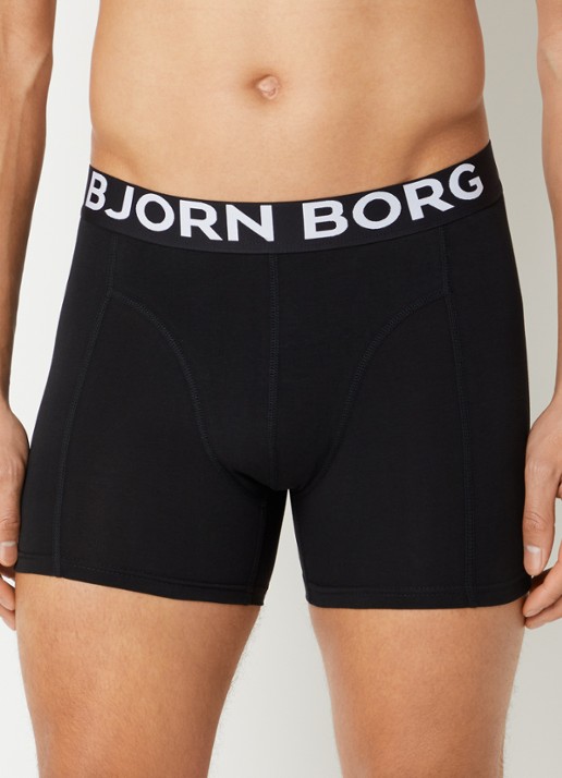 Björn Borg Boxershorts met logoband in 3-pack - voorkant 3 zwart