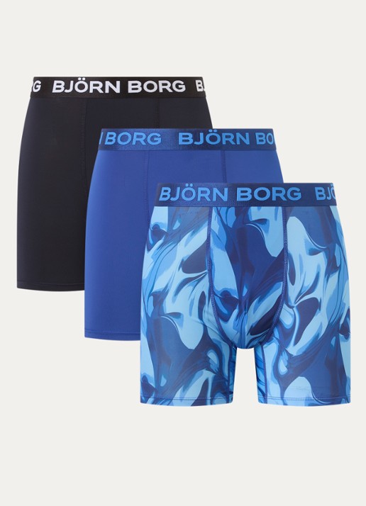 Björn Borg Boxershorts met logoband in 3-pack - voorkant 2 donkerblauw