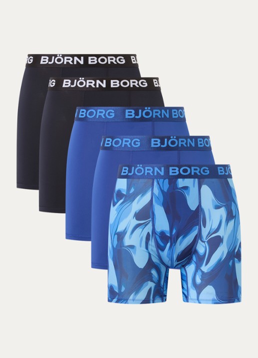 Björn Borg Boxershorts met logoband in 3-pack - voorkant 2 donkerblauw