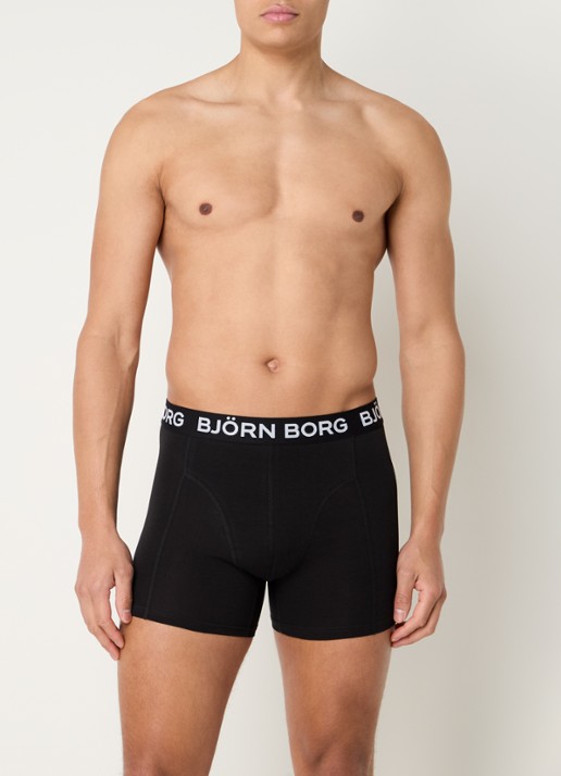 Björn Borg Boxershorts met logoband in 3-pack - voorkant 2 zwart