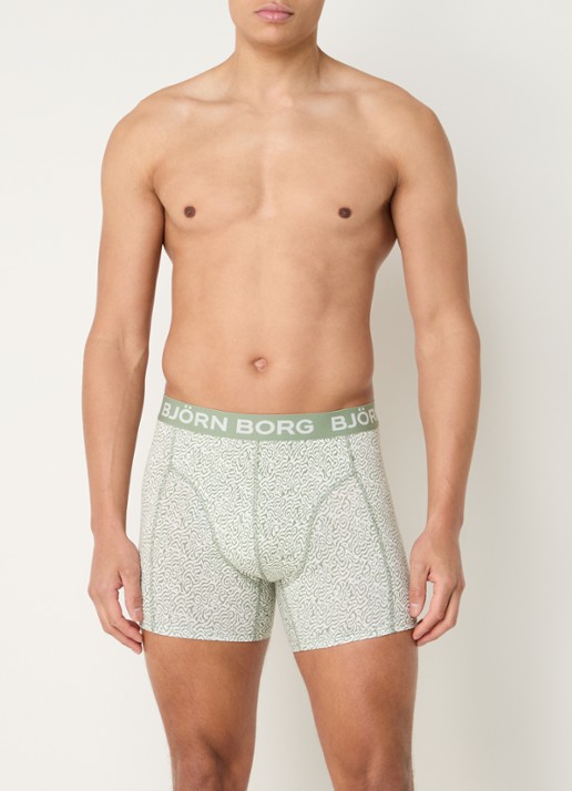 Björn Borg Boxershorts met logoband in 3-pack - voorkant 4 groen