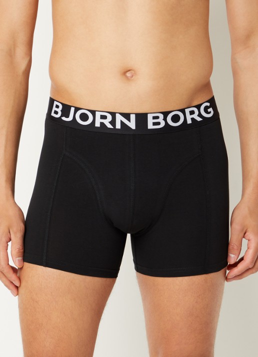 Björn Borg Boxershorts met logoband in 3-pack - voorkant 2 zwart