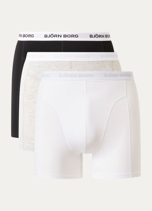 Björn Borg Boxershorts met logoband in 3-pack - voorkant 3 wit