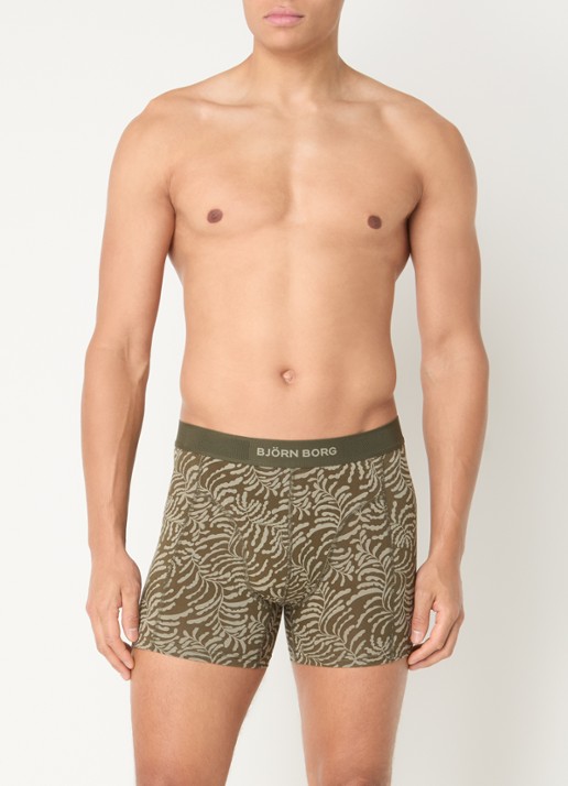 Björn Borg Boxershorts met logoband in 3-pack - voorkant 4 olijfgroen