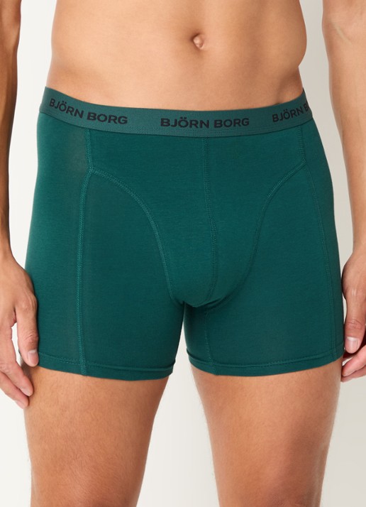 Björn Borg Boxershorts met logoband in 5-pack - detail donkergroen