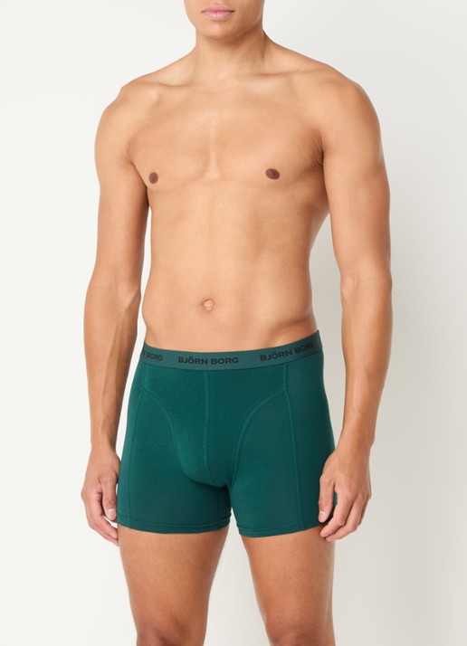 Björn Borg Boxershorts met logoband in 5-pack - voorkant 4 donkergroen