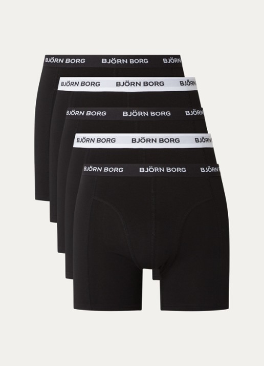 Björn Borg Boxershorts met logoband in 5-pack - voorkant 2 zwart