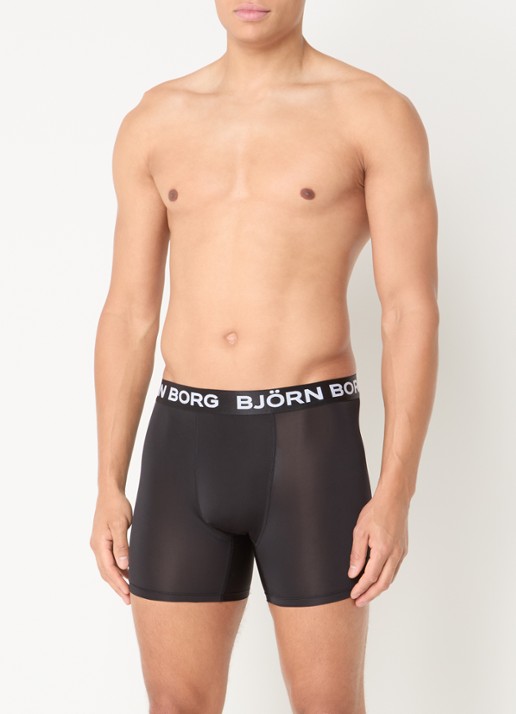 Björn Borg Boxershorts met logoband in 5-pack - voorkant 3 zwart