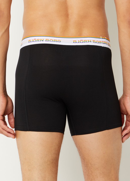 Björn Borg Boxershorts met logoband in 6-pack - achterkant zwart