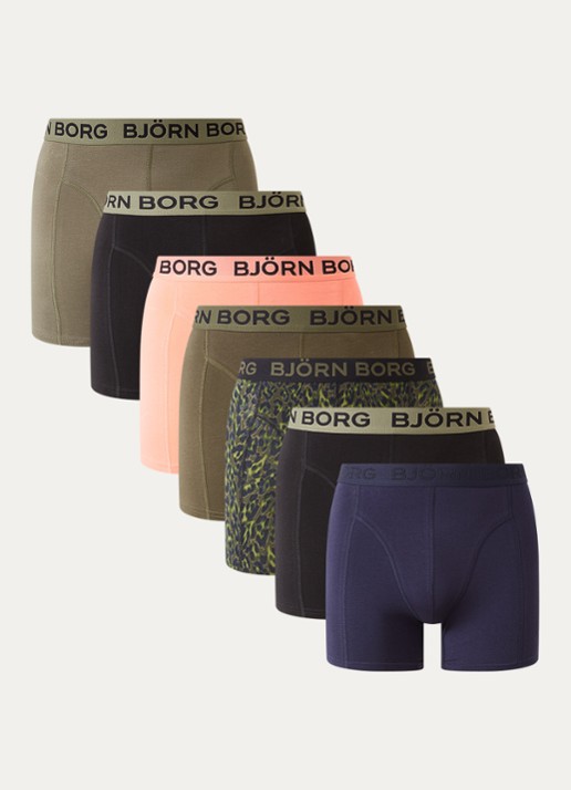 Björn Borg Boxershorts met logoband in 7-pack - voorkant 3 zwart