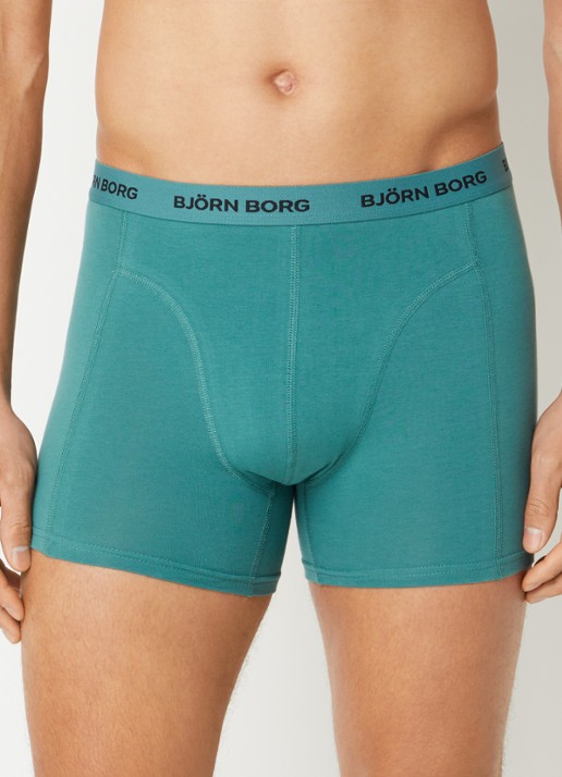 Björn Borg Boxershorts met logoband in 7-pack - voorkant 2 olijfgroen