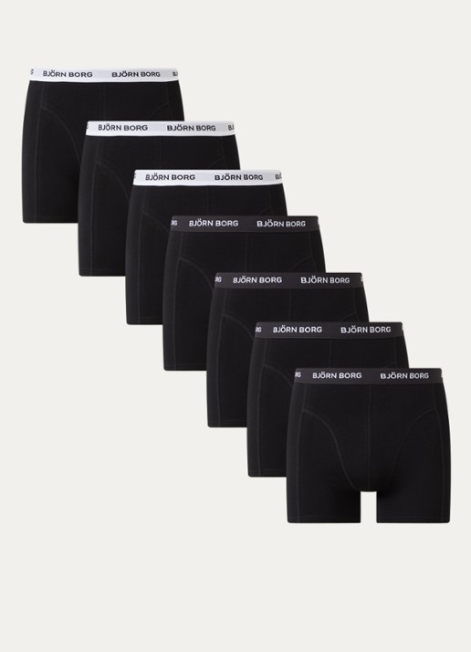 Björn Borg Boxershorts met logoband in 7-pack - voorkant 2 zwart