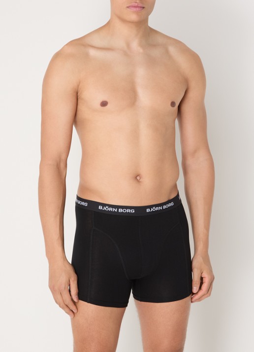 Björn Borg Boxershorts met logoband in 7-pack - voorkant 3 zwart