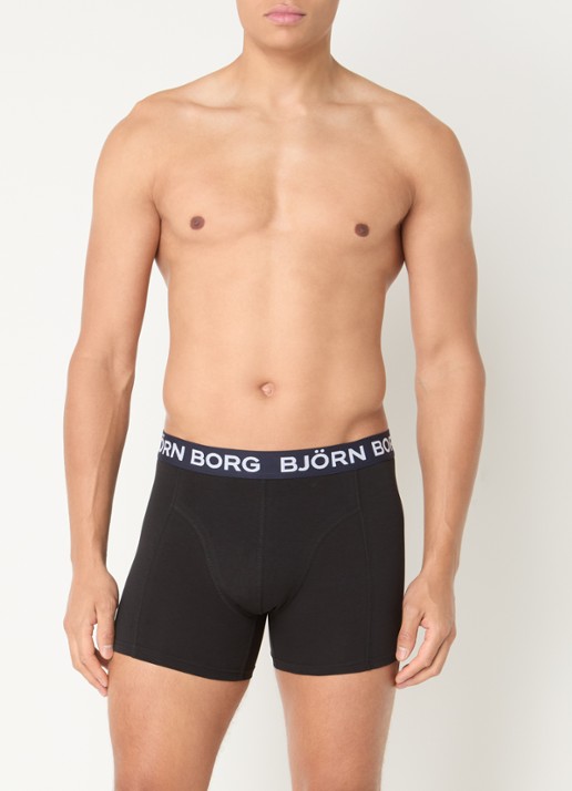 Björn Borg Boxershorts met logoband in 7-pack - voorkant 3 zwart